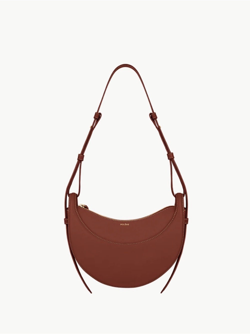 NWT polene numero dix crescent bag in smooth cognac